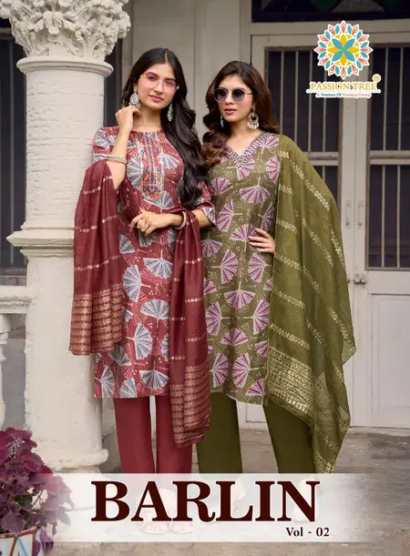 Barlin Vol 2 By Passion Tree Barlin Printed Kurti With Bottom Dupatta
